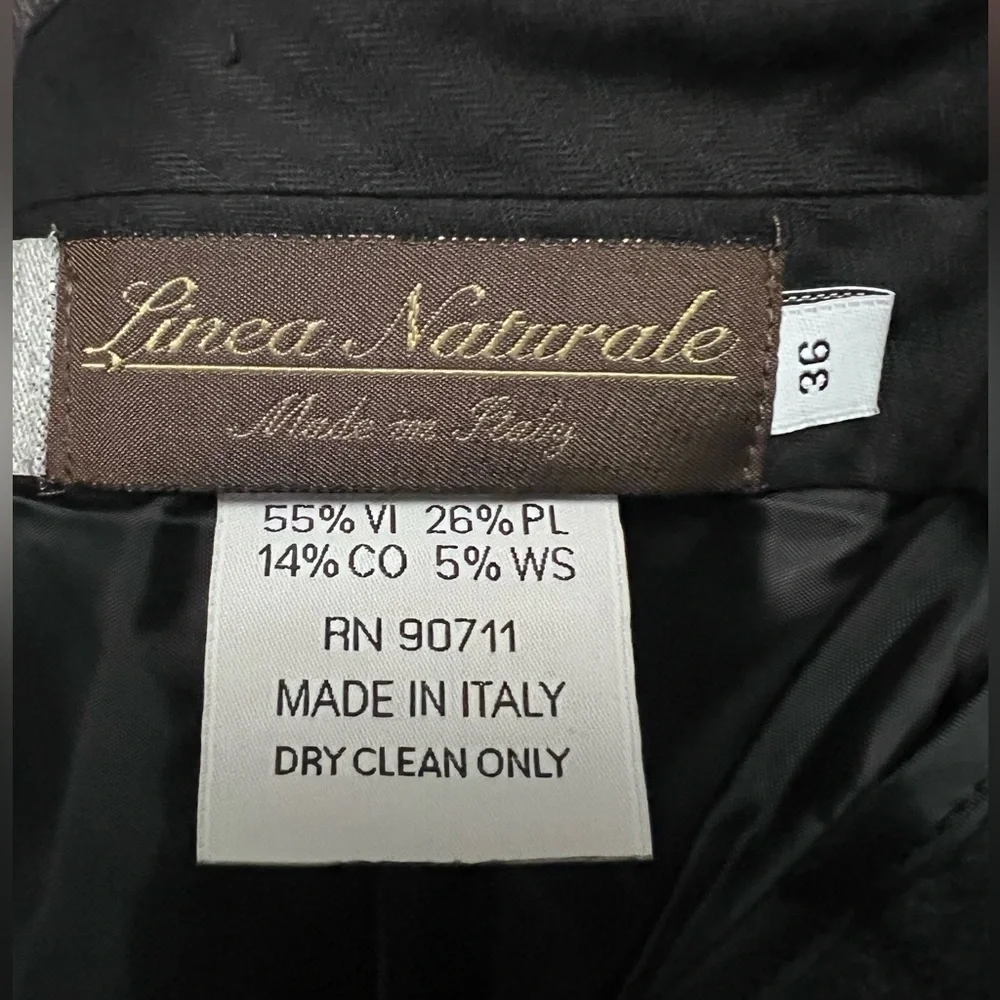 Linea Naturale NWT Cashmere Blend Mens Pants Sz 36x38 UNHEMMEND Charcoal Pleated